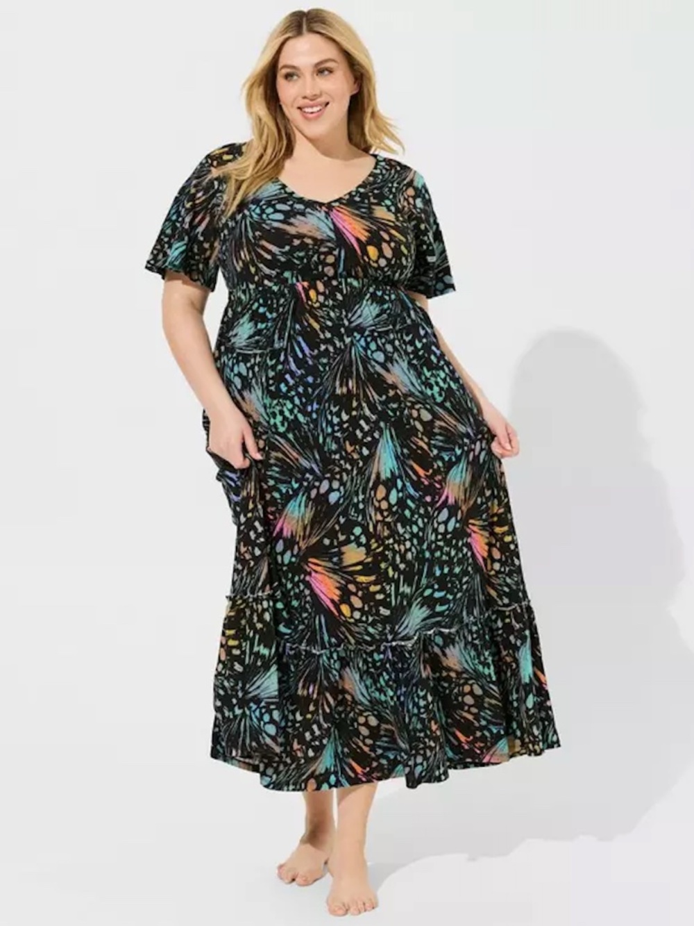 TORRID Maxi Cotton Slub Babydoll Beach Dress, Size 2/2X - Picture 5 of 5